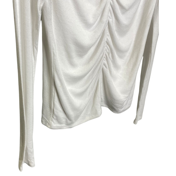 VERONICA BEARD Theresa Ruched Turtleneck‎ Top White Modal Synched Long Sleeve M - Picture 5 of 7